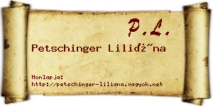 Petschinger Liliána névjegykártya